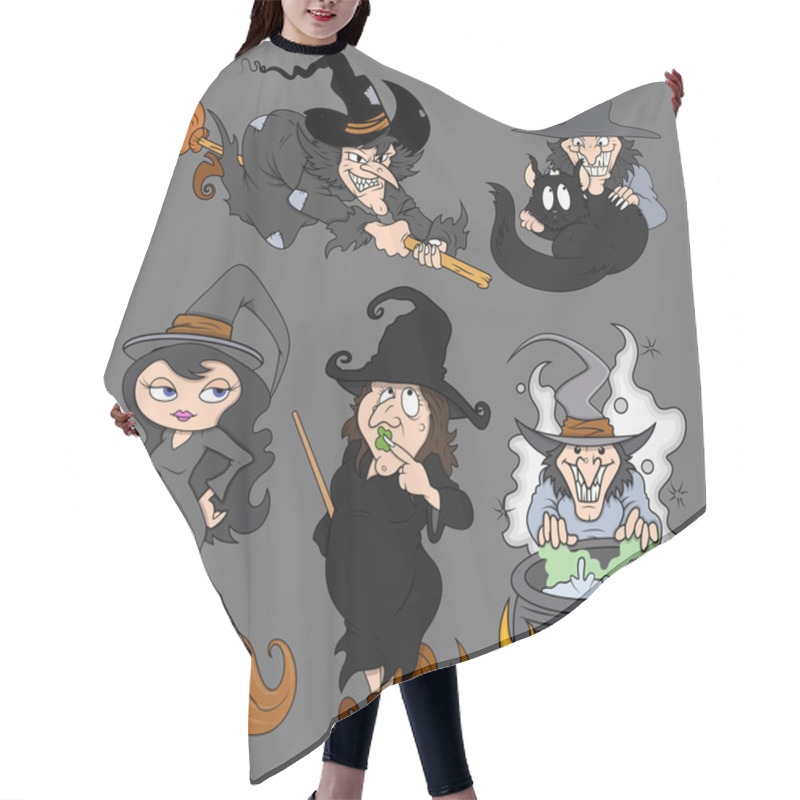 Personality  Halloween Spooky Evil Witch Vector Set Hair Cutting Cape