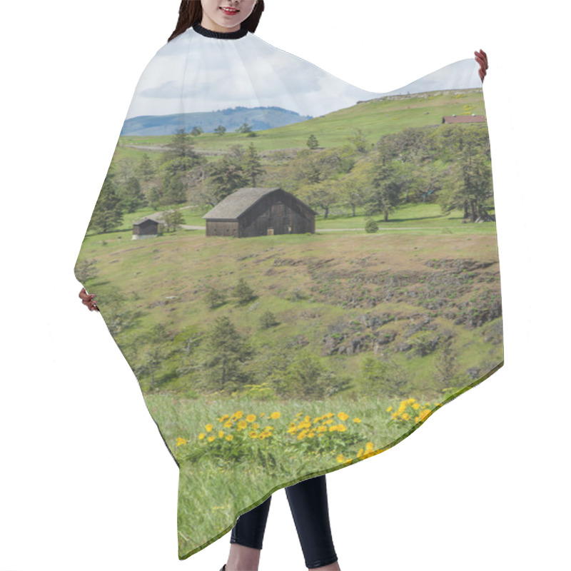 Personality  RuraL Barn With Yellow Wildflowers Hair Cutting Cape