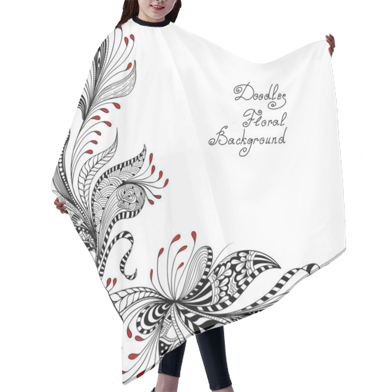 Personality  Vector Black, Red And White Floral Pattern Hair Cutting Cape