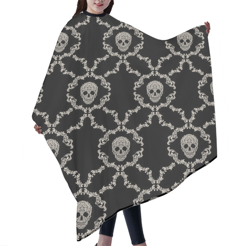 Personality  Skull Ornamental Seamless Pattern. Vector Illustration Hair Cutting Cape