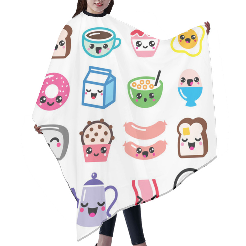 Personality  Icons Set Of Japanese Kawaii Cartoon Characters Hair Cutting Cape