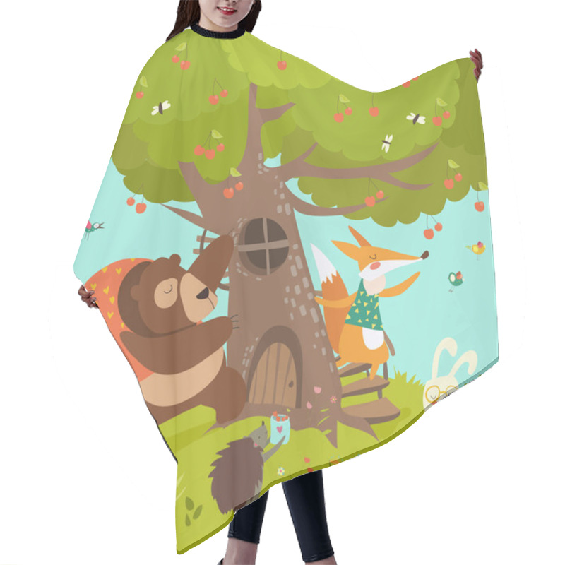 Personality  Cute Animals Harvesting Cherries Hair Cutting Cape