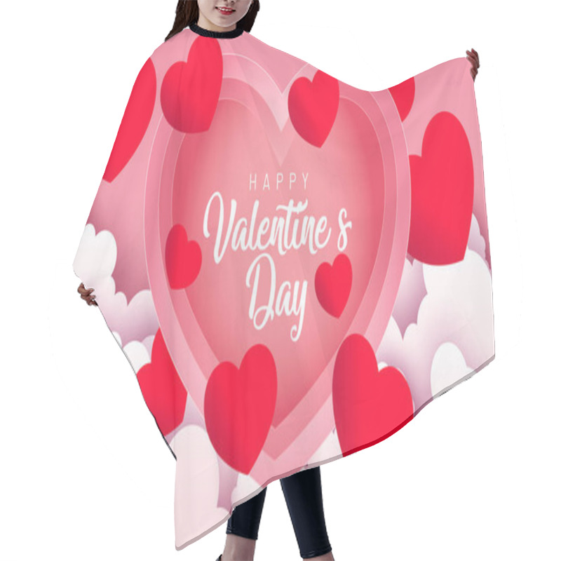 Personality  Valentines Day Sale Background With Heart Balloons And Clouds. Paper Cut Style. Can Be Used For Wallpaper, Flyers, Invitation, Posters, Brochure, Banners. Vector Illustration. Hair Cutting Cape