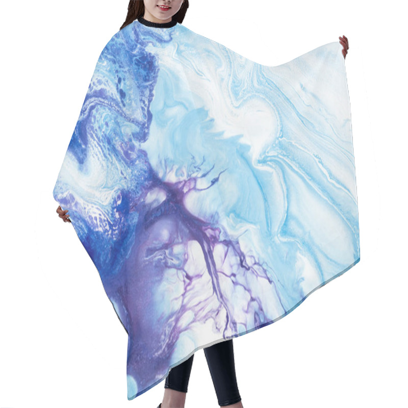 Personality  Blue And Violet Creative Abstract Hand Painted Background, Marbl Hair Cutting Cape