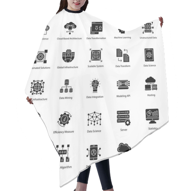 Personality  Set Of Data Science Glyph Vector Icons Hair Cutting Cape