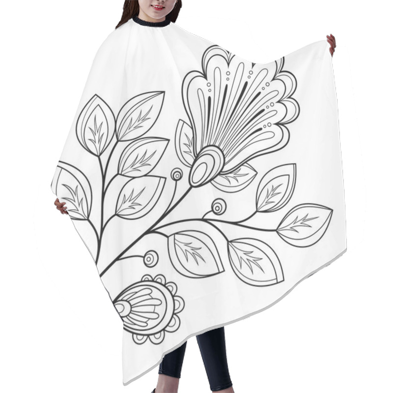 Personality  Monochrome Decorative Contour Flower Hair Cutting Cape