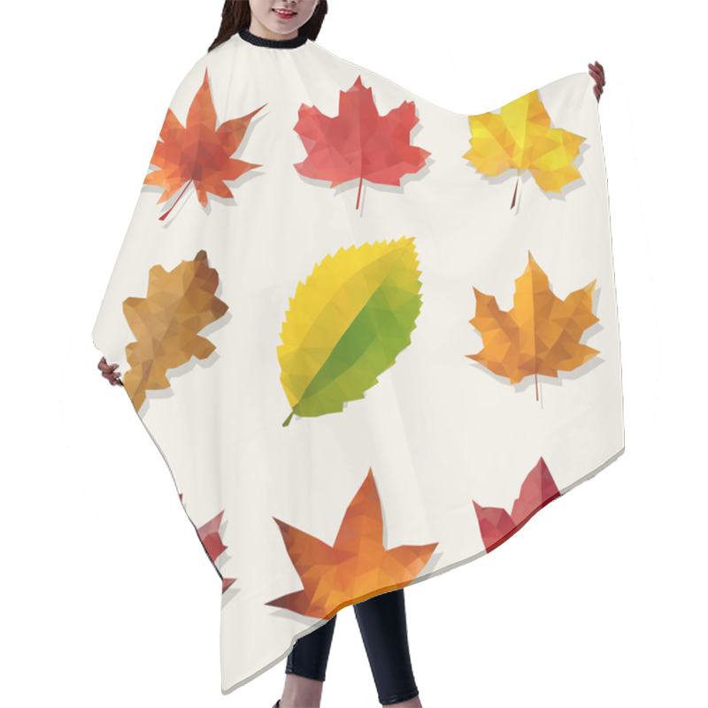 Personality  Set Of Nine Vector Low Poly Autumn Leaves Hair Cutting Cape