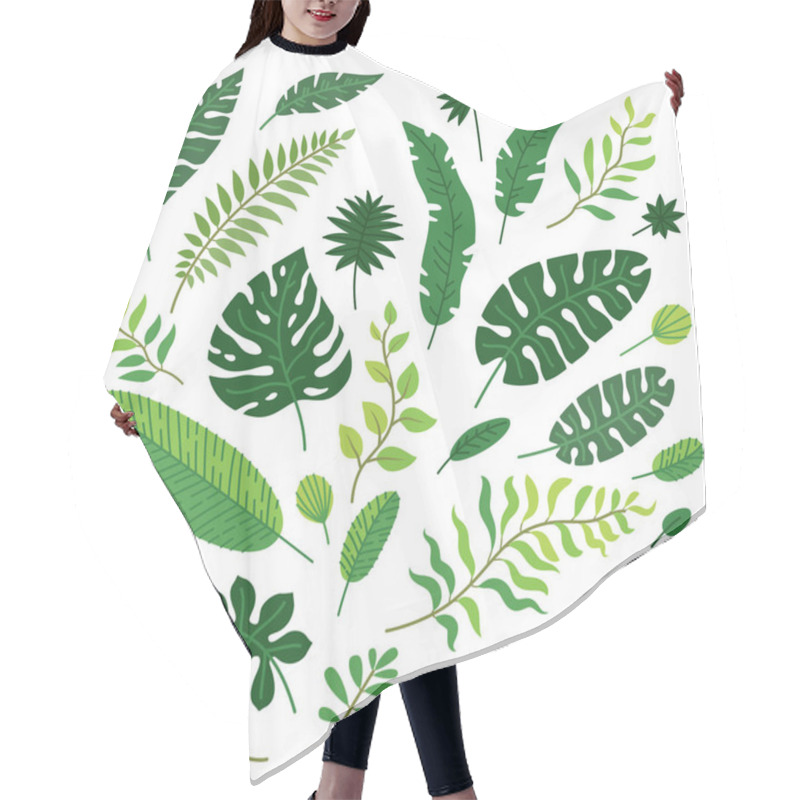 Personality  Vector Cartoon Set Of Tropical Leaves Isolated Hair Cutting Cape