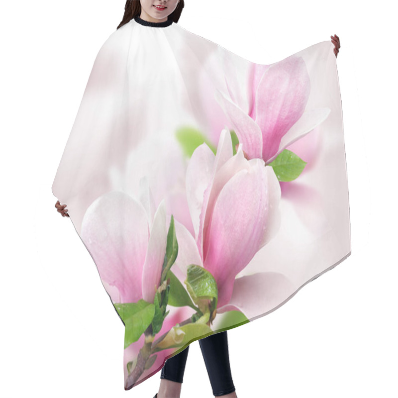 Personality  Tender Spring Pink Magnolia Flowers Hair Cutting Cape