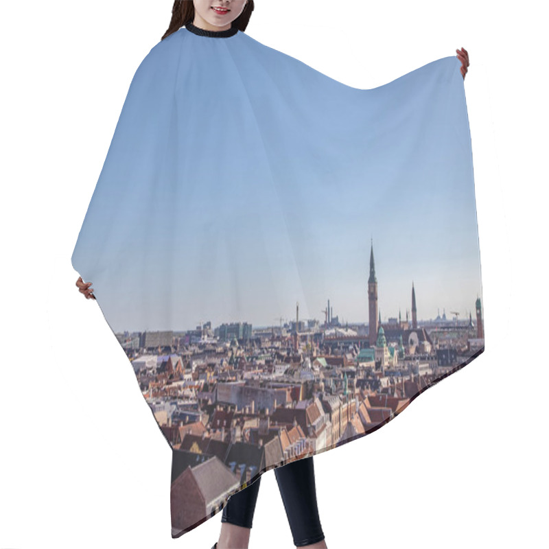 Personality  Aerial View Of Beautiful Cityscape With Historical And Modern Buildings In Copenhagen, Denmark Hair Cutting Cape