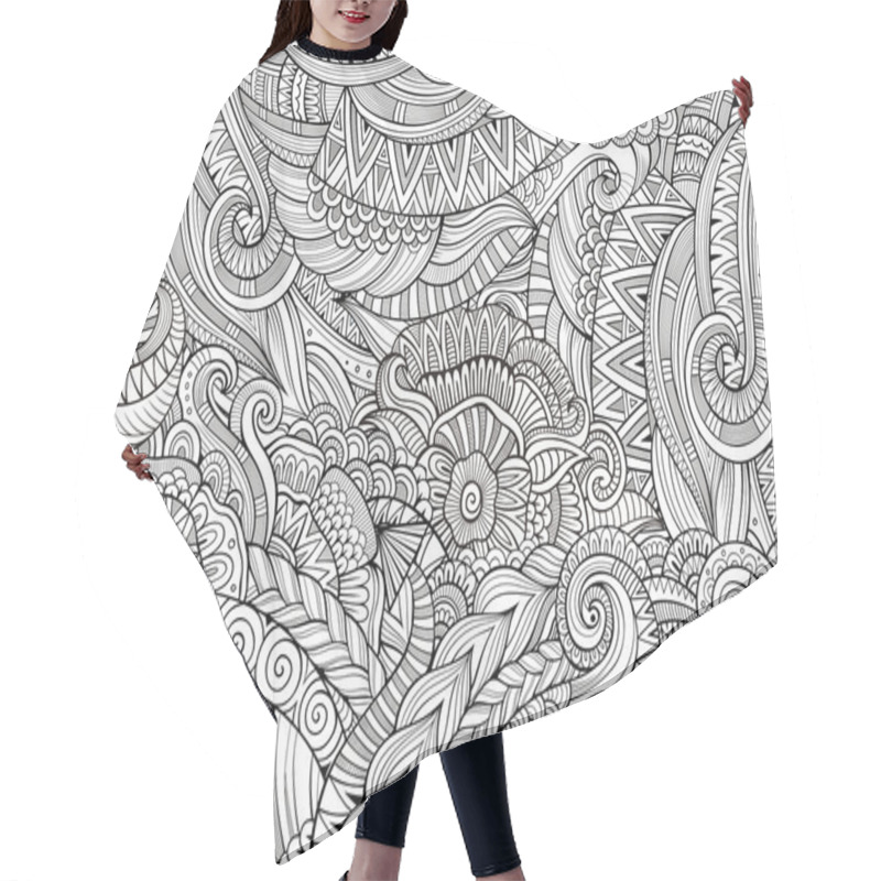 Personality  Abstract Sketchy Doodles Hand Drawn Ethnic Pattern Hair Cutting Cape