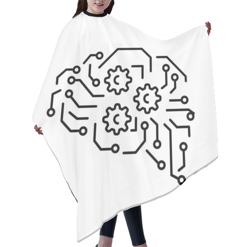 Personality  Deep Learning Line Icon.  Hair Cutting Cape