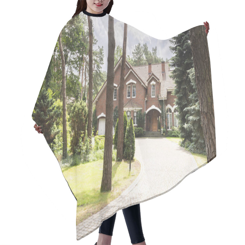 Personality  Walkway To English Style Residence In The Forest With Green Grass Hair Cutting Cape