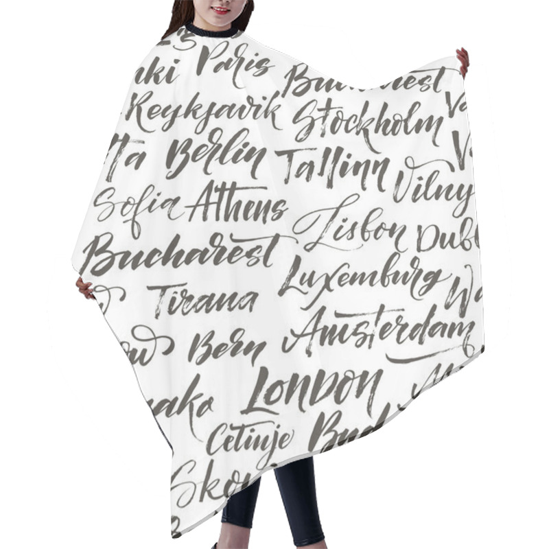 Personality  Cities Modern Brush Calligraphy Hair Cutting Cape