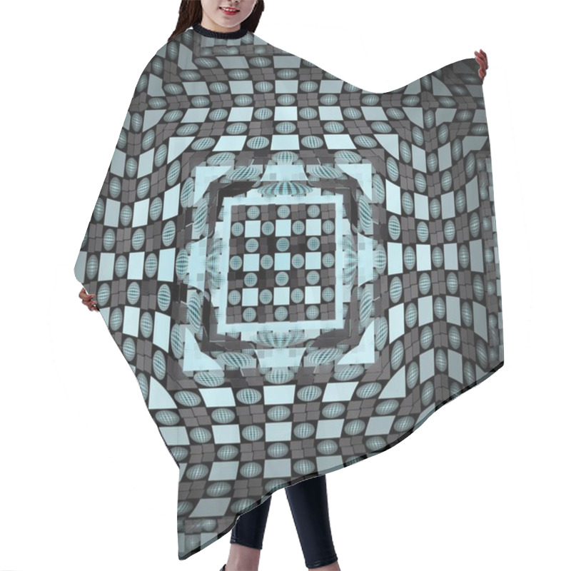 Personality  Intricate Silver And Teal Abstract Candy Land Pattern, Fractal With Inverted Colours On A Black Background Hair Cutting Cape