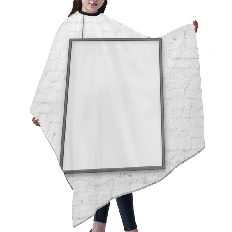 Personality  Blank Frame On White Brick Wall Hair Cutting Cape