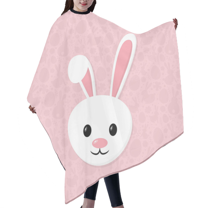 Personality  Cute Easter Bunny On Pink Background With Festive Pattern. Vector Hair Cutting Cape