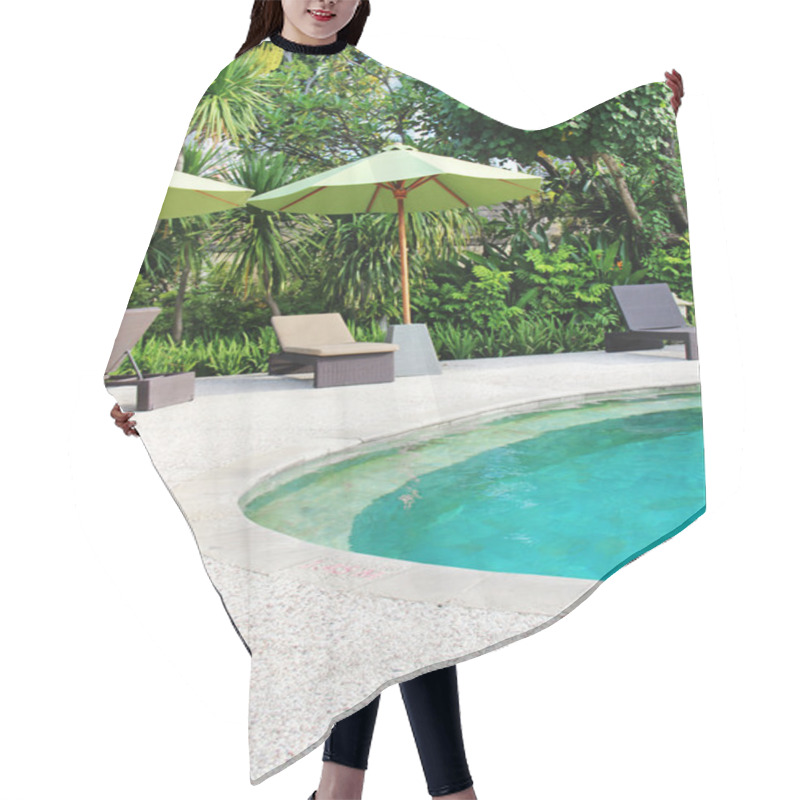 Personality  Beautiful Swimming Pool In The Tropics Resort Hair Cutting Cape