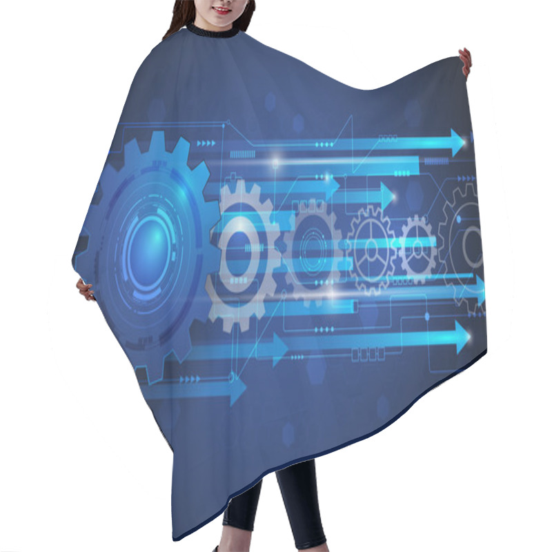 Personality  Vector Illustration Abstract Futuristic Gear Wheel With Circuit  Hair Cutting Cape