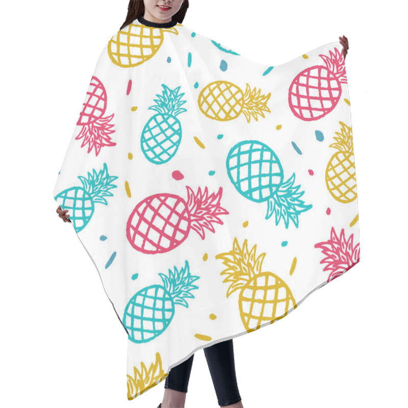 Personality  Pineapple Seamless Background, Hand Drawn Seamless Pattern With Exotic Fruit Hair Cutting Cape