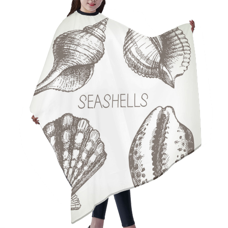 Personality  Hand Drawn Seashells Hair Cutting Cape