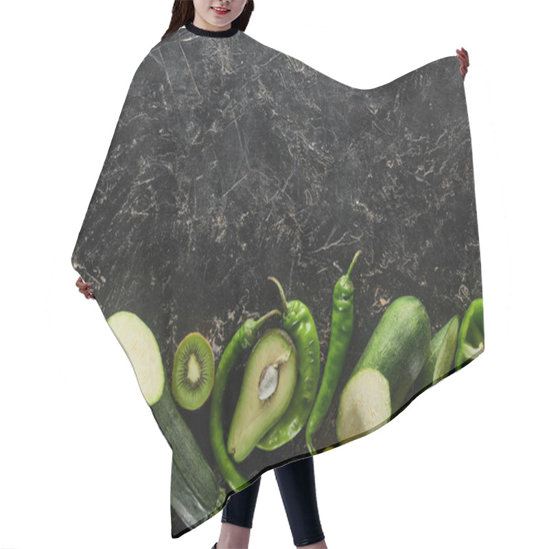 Personality  Top View Of Apples, Avocados, Cucumbers, Kiwi, Limes, Peppers And Zucchini Hair Cutting Cape