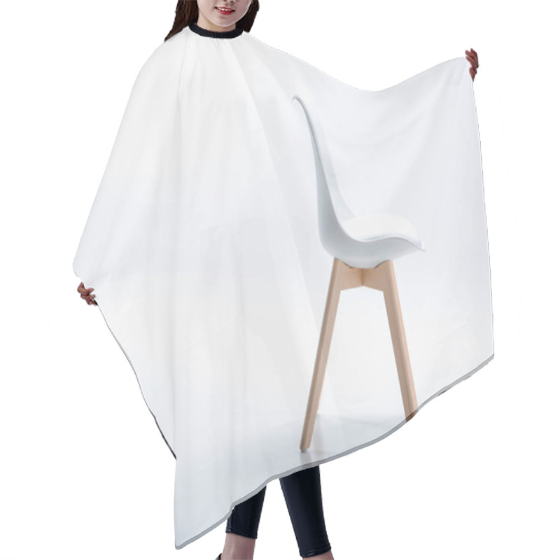 Personality  Chair With White Top And Wooden Legs Hair Cutting Cape