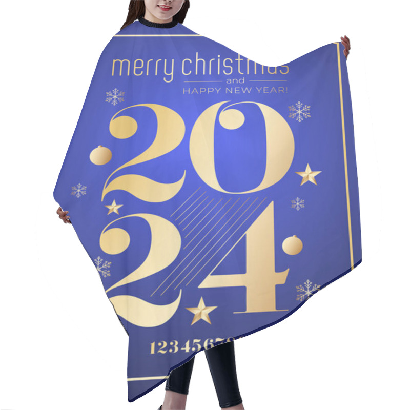 Personality  Yeni Yil Ve Mutlu Yillar 2024 2025 Tebrik Karti. Translation: Merry Christmas And Happy New Year 2024 2025 Greeting Card. Hair Cutting Cape