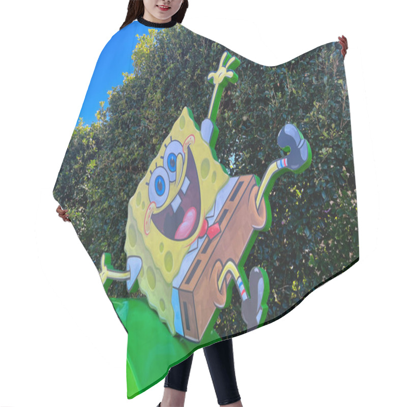 Personality  GOLD COAST - APR 29 2024:SpongeBob SquarePants (character).SpongeBob SquarePants Is The Protagonist Of The Eponymous American Animated Television Series. Hair Cutting Cape