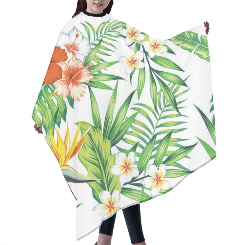 Personality  Tropical Plants Seamless Pattern White Background Hair Cutting Cape