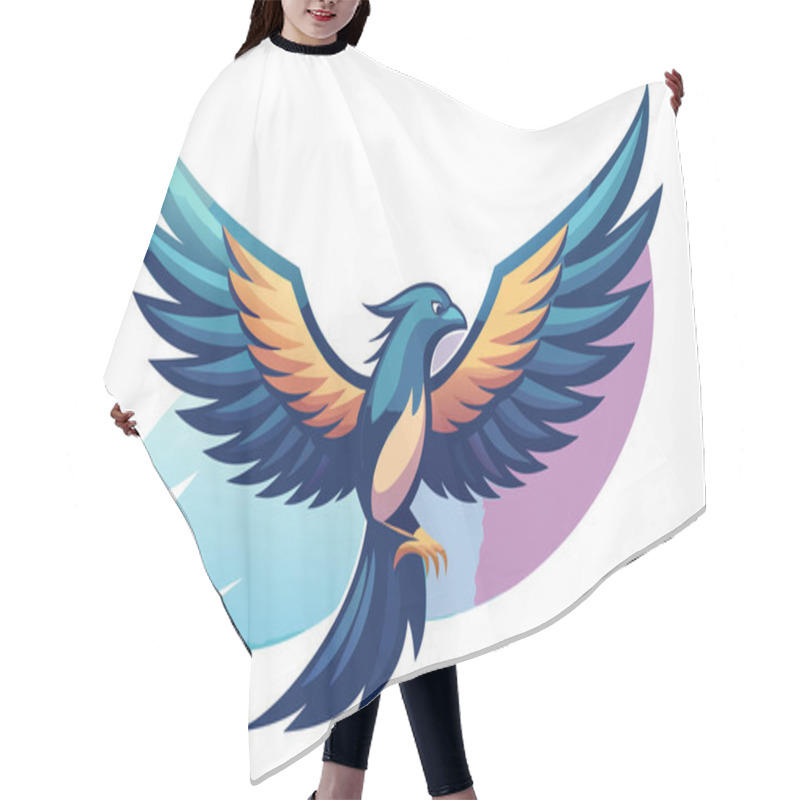 Personality  Stylized Flying Bird Illustration Highlighting Freedom And Grace Hair Cutting Cape