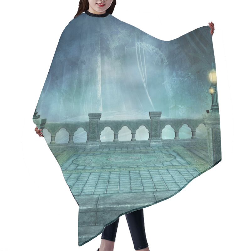 Personality  Fantasy Balcony Background With Lanterns - 3D Illustration Hair Cutting Cape