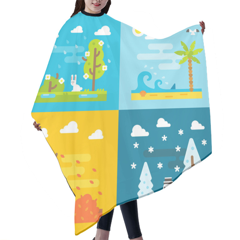 Personality  4 Seasons Park Flat Design Set Hair Cutting Cape