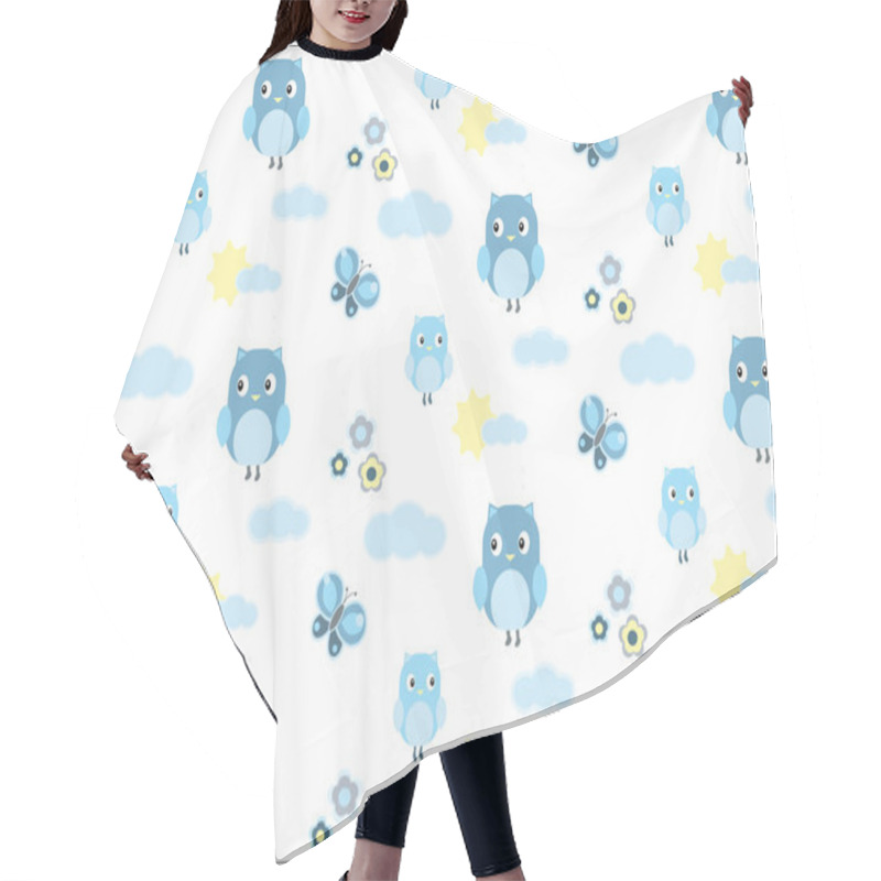 Personality  Baby Boy Owl And A Butterfly Seamless Pattern Hair Cutting Cape