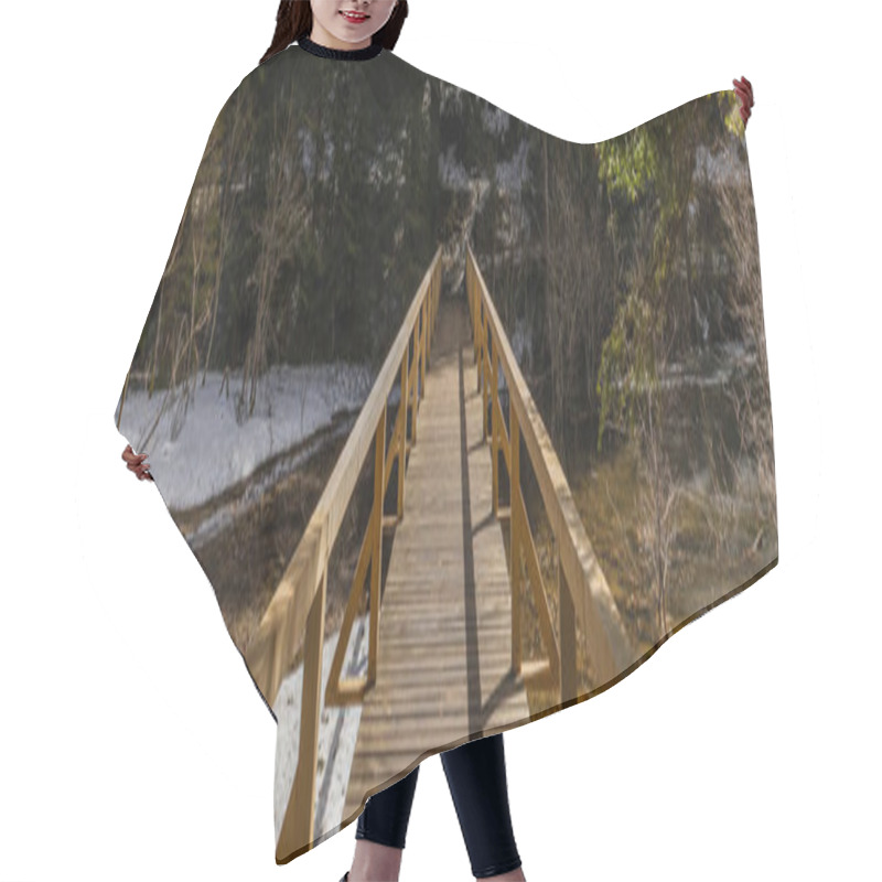 Personality  Wooden Bridge With Sunlight In Spring Forest, Banner  Hair Cutting Cape