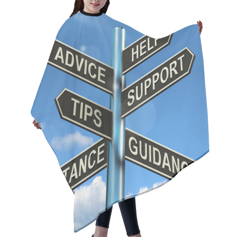 Personality  Advice Help Support And Tips Signpost Showing Information And Gu Hair Cutting Cape