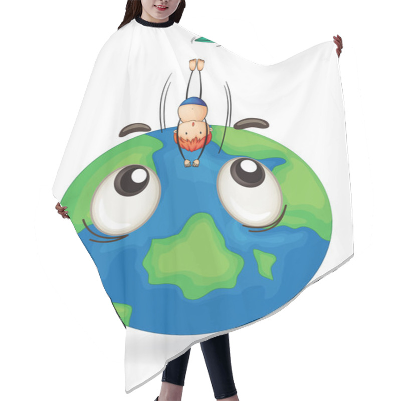 Personality  Boy Diving On Earth Globe Hair Cutting Cape