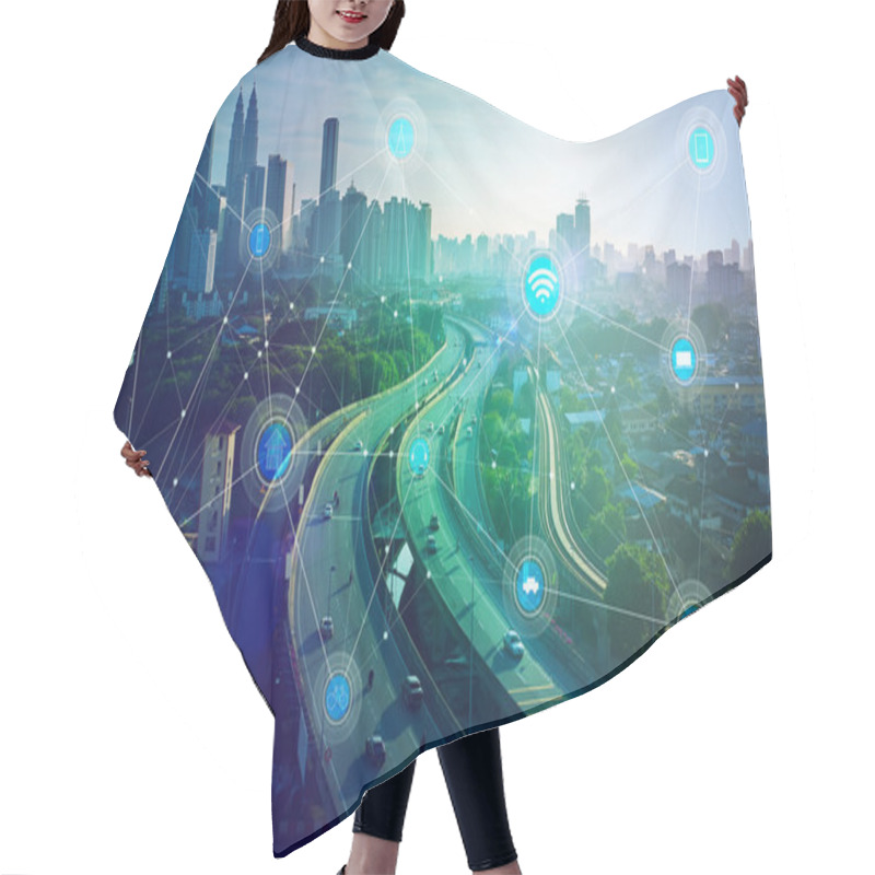 Personality  Smart City And Wireless Communication Concept Hair Cutting Cape