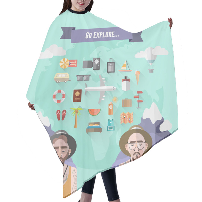 Personality  International Explorer Vector With Earth And Illustrations Hair Cutting Cape