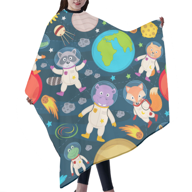 Personality  Seamless Pattern With Animals In Space Hair Cutting Cape