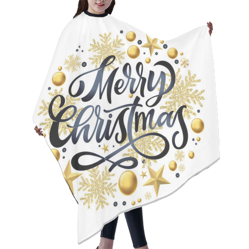 Personality  Happy Winter Holidays Postcard. Seasons Greetings.  Merry Christmas And Happy New Year Lettering. Holly Jolly. Merry And Bright. Hair Cutting Cape