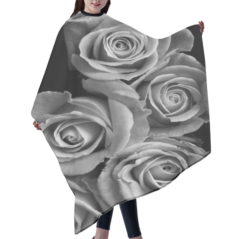 Personality  Monochrome Photo Of Rose Flowers Bouquet Indoor  Hair Cutting Cape