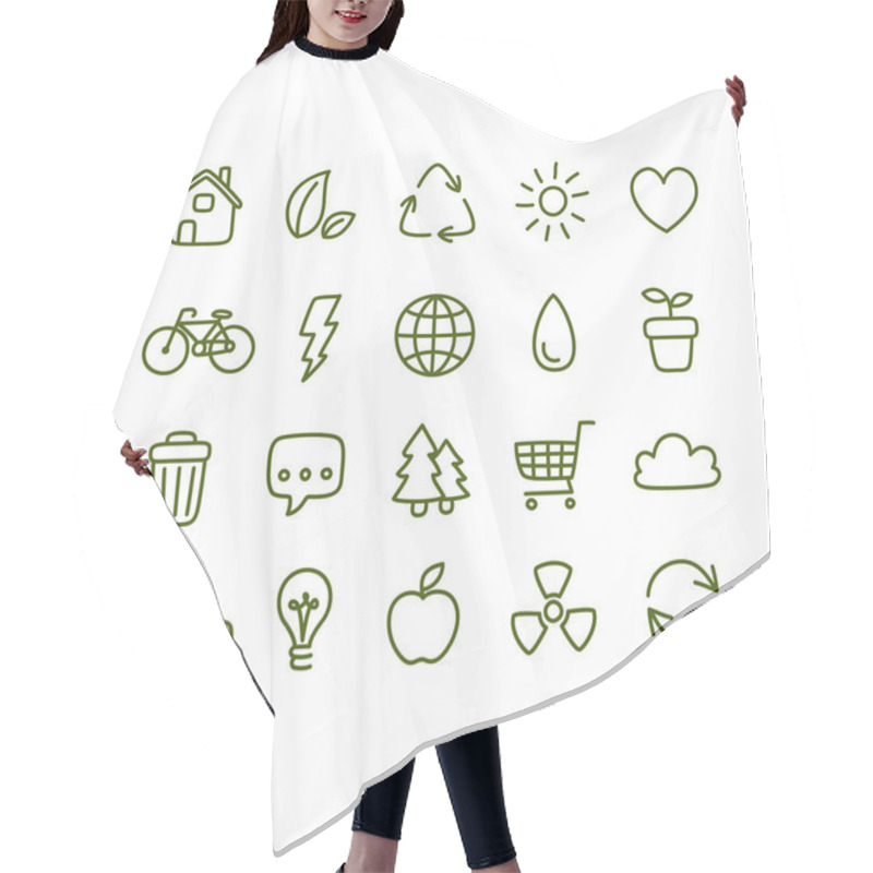 Personality  Doodle Style Ecology Themed Icons Hair Cutting Cape