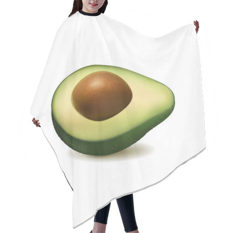 Personality  Half Avocado Fruit Isolated On White Background. Vector Realistic, 3d Illustraton Hair Cutting Cape