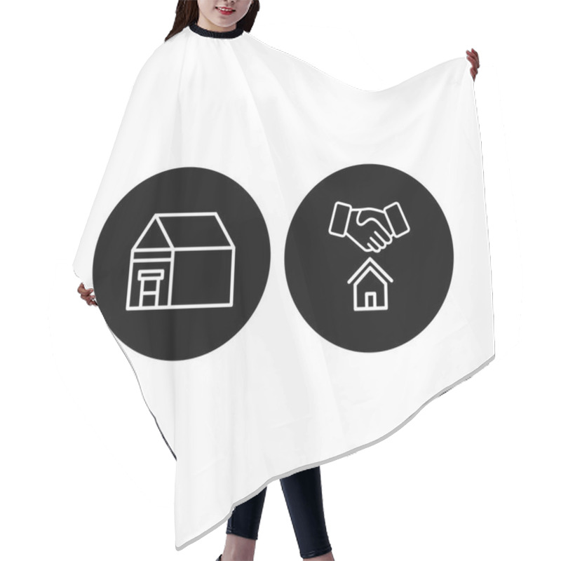 Personality  Set Of 2 Real Estate Icons On White Background Vector Isolated Elements... Hair Cutting Cape