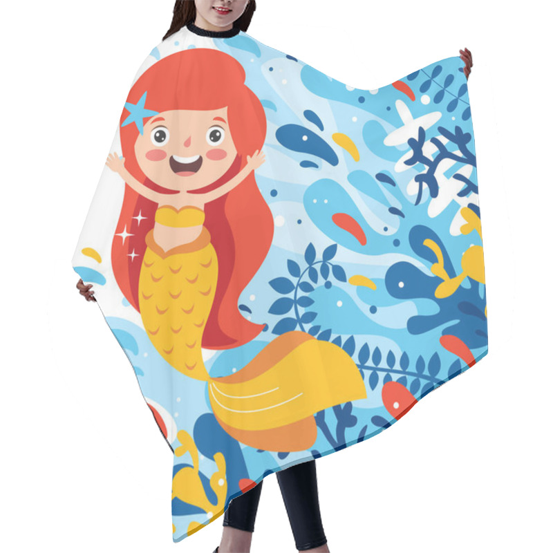 Personality  Cute Beautiful Mermaid Posing Hair Cutting Cape