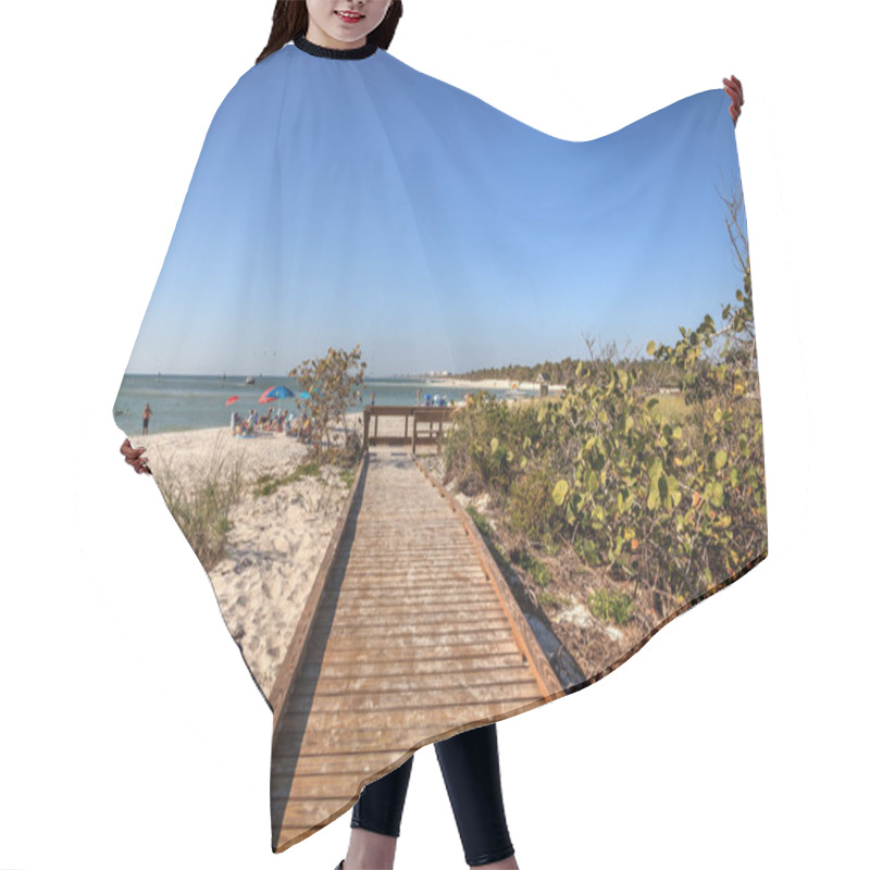 Personality  Boardwalk Across The White Sand Beach Of Delnor-Wiggins Pass Sta Hair Cutting Cape