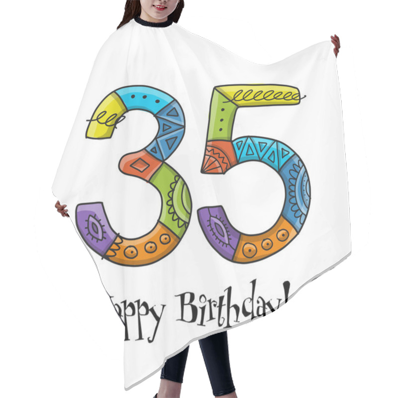 Personality  35th Anniversary Celebration. Greeting Card Template Hair Cutting Cape