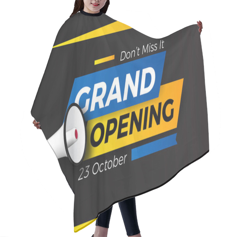 Personality  Grand Opening Event Promotion With 3d Megaphone. Poster Banner Template Hair Cutting Cape