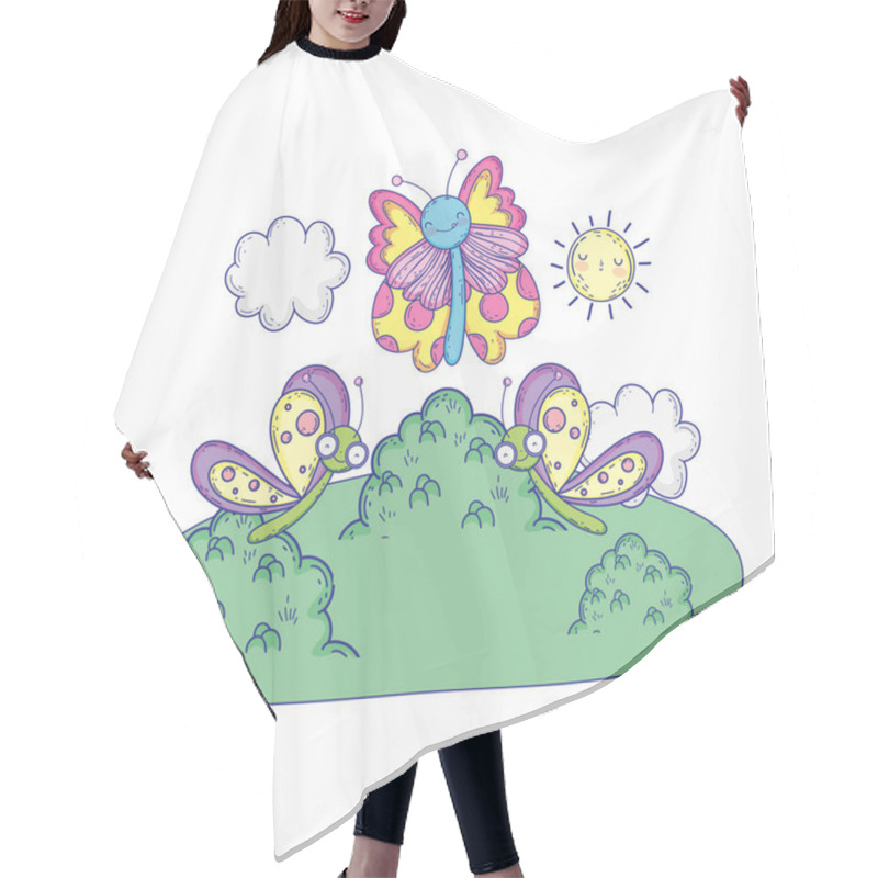 Personality  Beautiful Butterflies Flying In The Landscape Hair Cutting Cape